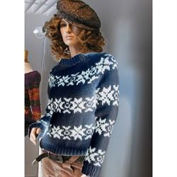  Ulden Strik trøje ala Sarah Lund - Mørke brun bund med lyse stjerner, S-M 