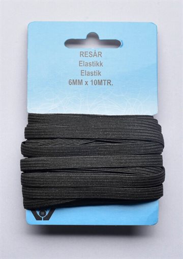 6 mm elastik fv. sort 3912/12