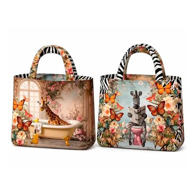 Taske Panel Vendbar Bathroom Animals Multicolor