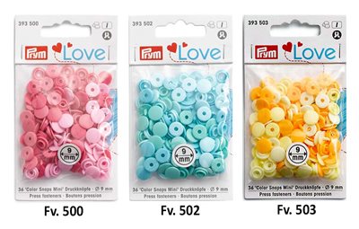 Prym LOVE mini plastik trykknapper Ø9 mm f. 500 pink/lyserød