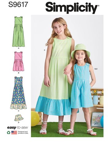 Simplicity 9617 - kjole, dragt og bøllehat