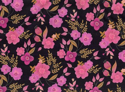 Babyfløjl Navy Flower Pink