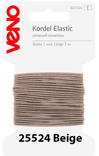 Rund elastik snor i 1 mm. 25524 Beige