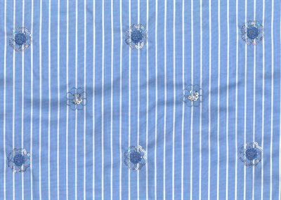 Blue Stripes Sequins Flowers