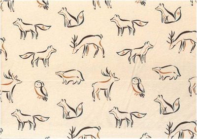 French Terry Forest Animals Creme