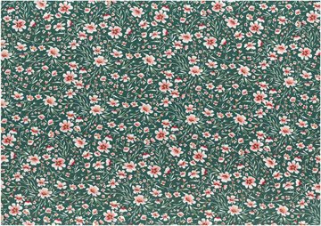 Poplin flowers light cyan