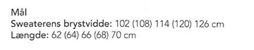 Saksun Dame Sweater Måleskema