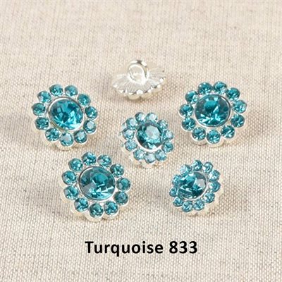 Diamant knapper 15mm turquoise 833