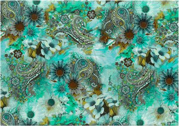 Yin Yang paisley flower Turquoise